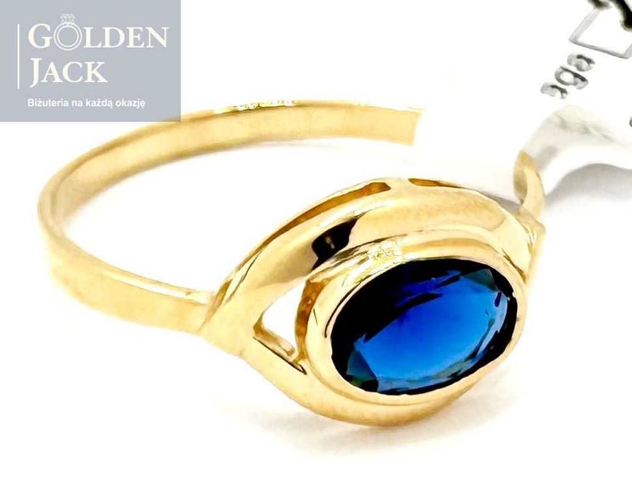 Złoty pierścionek z niebieskim kamieniem złoto pr. 585 roz. 22 2,62 g