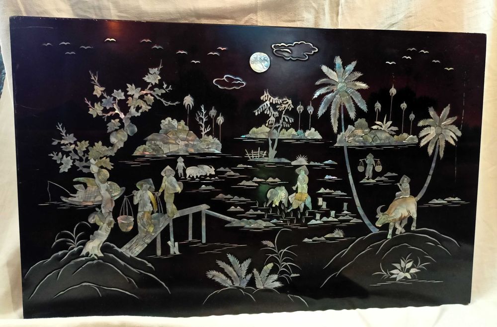 Placas Orientais Lacadas Madre Pérola