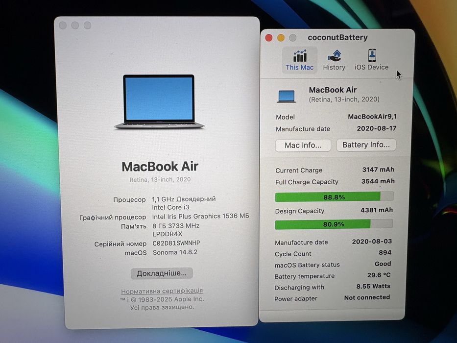 Apple MacBook air 13 2020 retina 8gb/256gb/i3 a2179 ноутбук