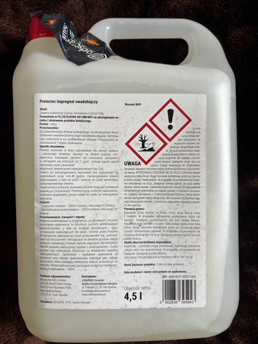 NO PEST Wood Barrier 4,5 l Na korniki i szkodniki drewna