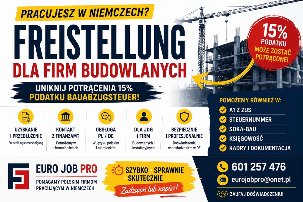 Freistellung Niemcy – dla JDG i firm budowlanych | Pomoc PL/DE