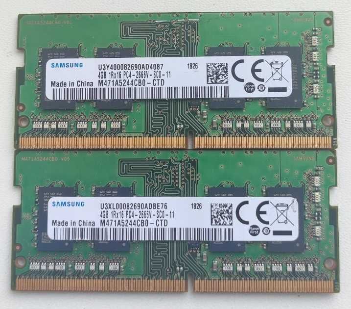 Оперативна пам'ять SODIMM Samsung 4Gb+4Gb (8Gb) DDR4 2666МГц M471A5244CB0-CTD