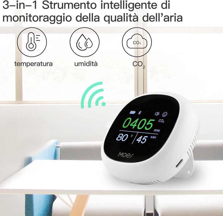 Medidor e detector de CO2 portátil Moes
