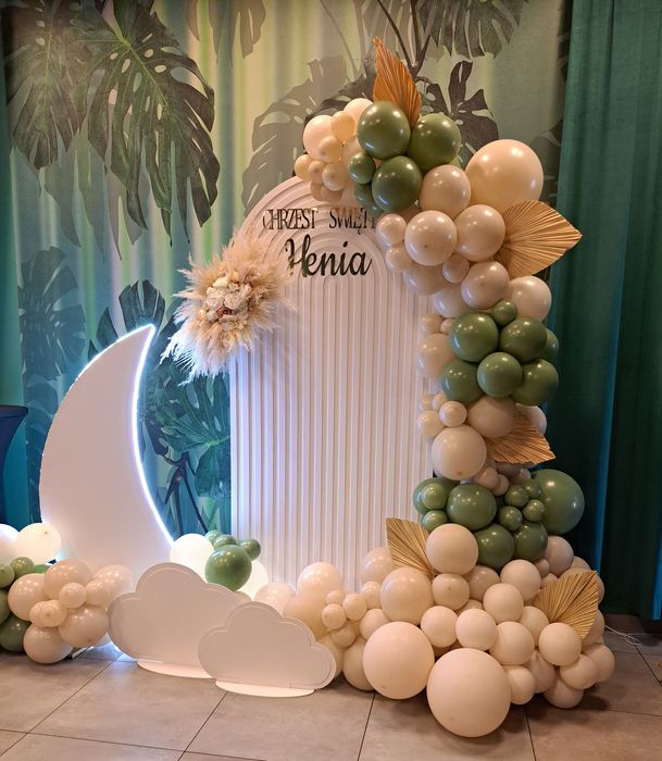 Ścianka balonowa na Komunię chrzciny roczek dekoracja balonowa