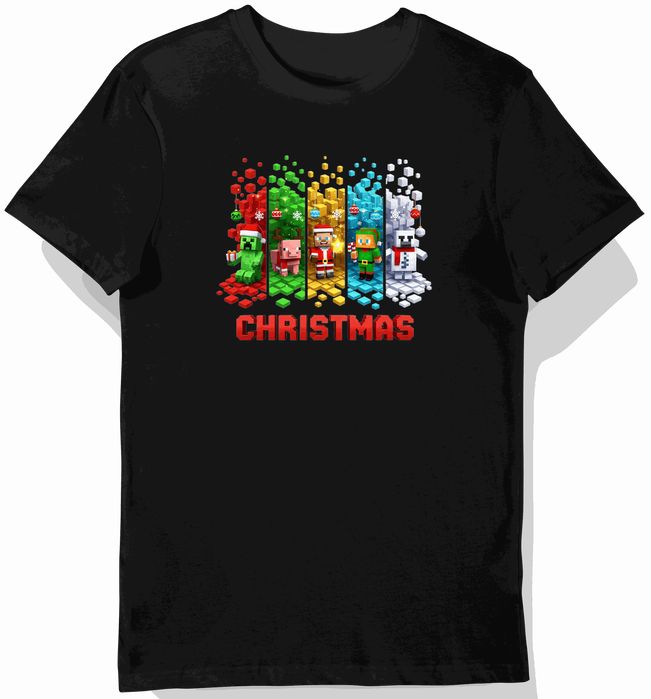 Koszulka dziecięca czarna Świąteczny minecraft prezent święta 152