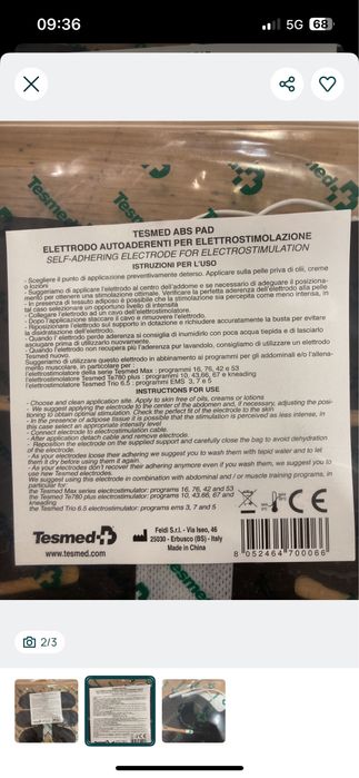 Tesmed ABS Pad - Eletrodo para abdominais - NOVO