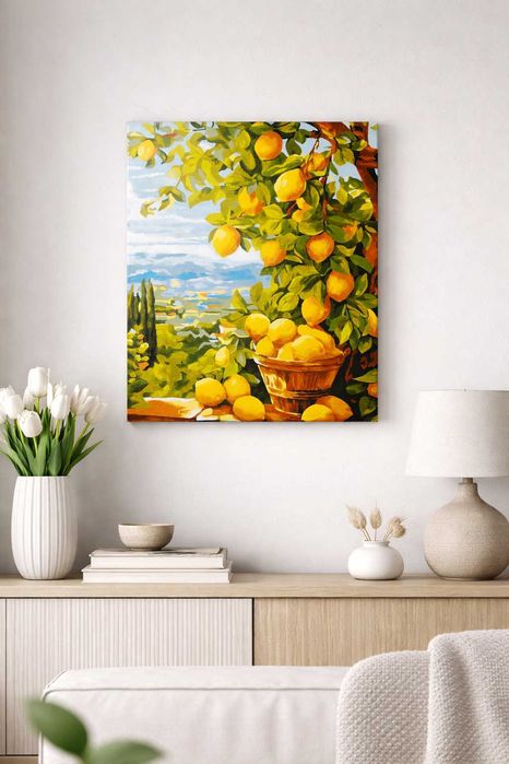 Obraz akrylowy cytryny 40x50 – ręcznie malowany, płótno