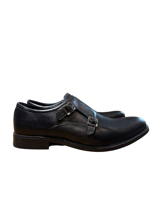 Buty męskie eleganckie czarne wsuwane Double Monk Strap z klamrą rozmiar 46 D250 CZARNY KLAMRA