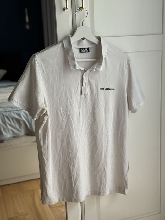 Biały t-shirt polo Karl Lagerfeld