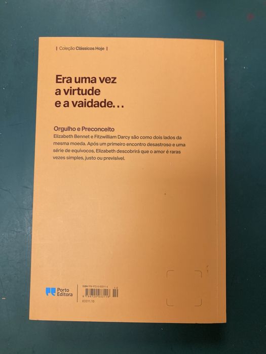 Livro Orgulho e Preconceito, de Jane Austin
