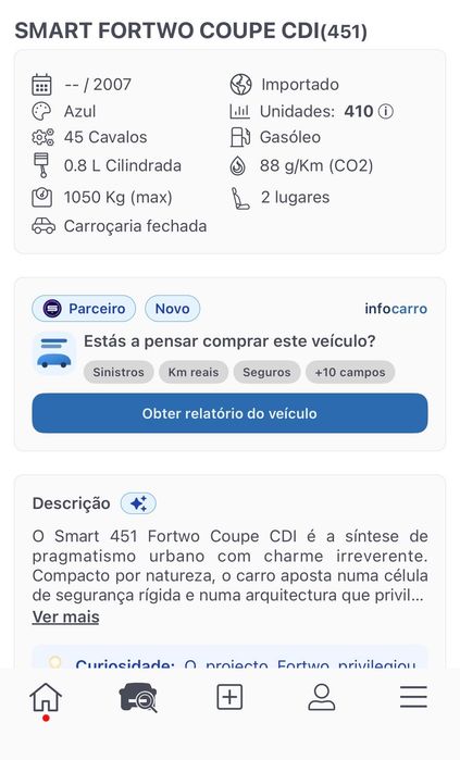 Smart Fortwo 451 Azul