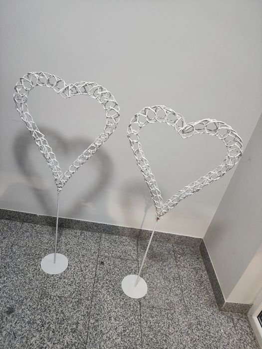 Białe Serca weselne - bez dekoracji