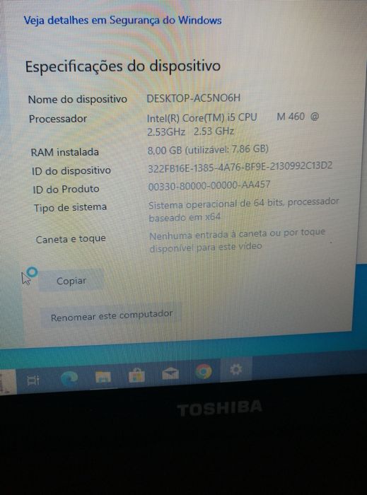 Portátil toshiba i5
