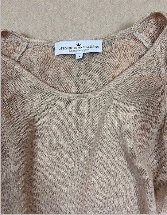 Designers Remix Charlotte Eskildsen L beżowa kaszmirowa sukienka rękaw