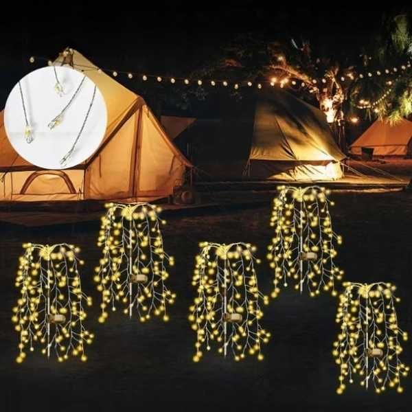 2x Lampa Ogrodowa Solarna LED Wodospad Druciki Drzewko Lampki Ogrodu
