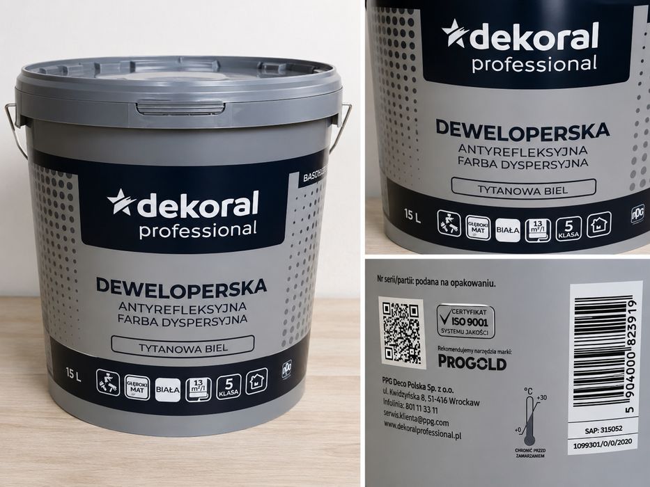 Farba Dekoral Professional Deweloperska 15L tytanowa biel nowa