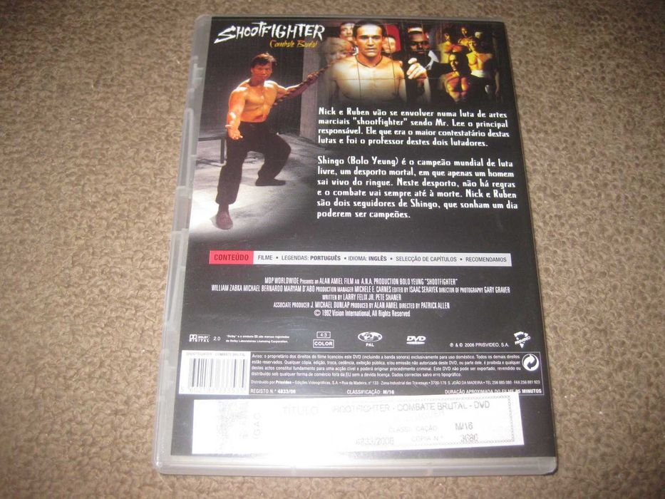 DVD "Shootfighter: Combate Brutal" com William Zabka/Raro!