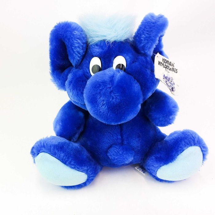 Mascote Brinquedo Peluche vintage Kodak Kolorkins foco azul bicho