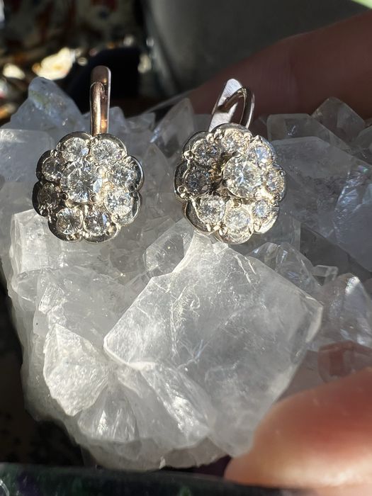 Серьги Малинка 583пр,с якутскими бриллиантами