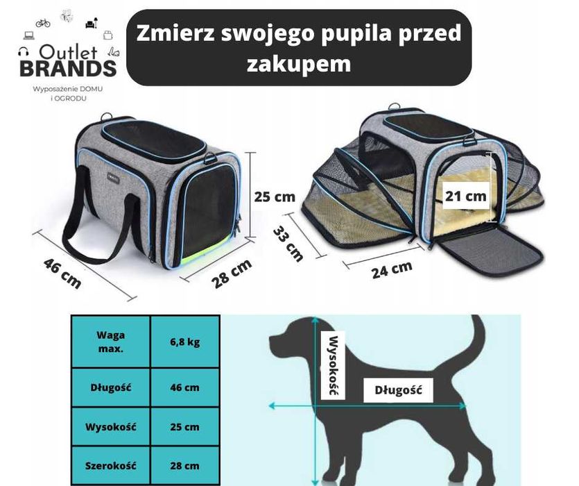 Rozkładany transporter dla psa/kota z moskitierą