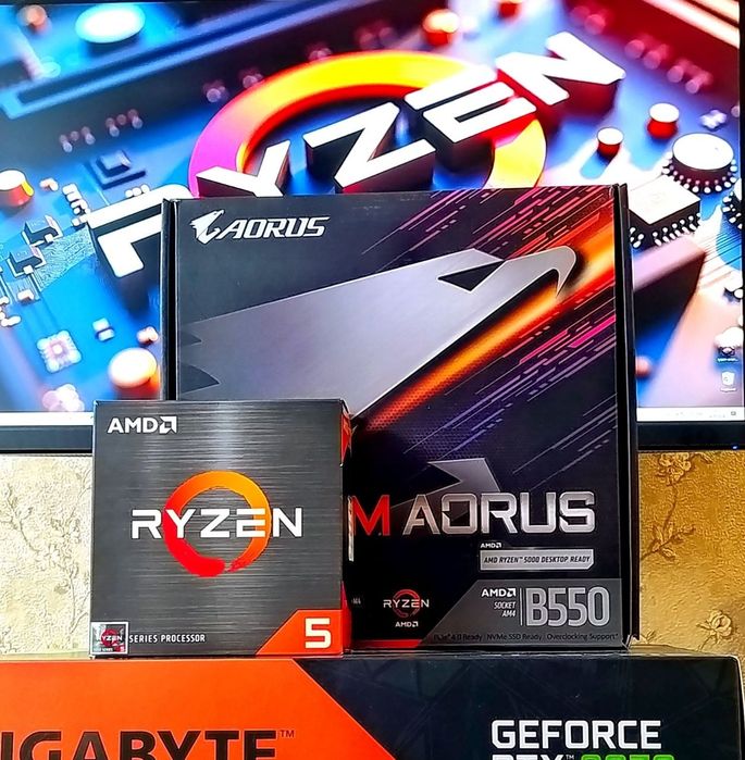Ryzen 5 5600+ B550 Aorus+ 16Gb DDR4 Corsair комплект AM4