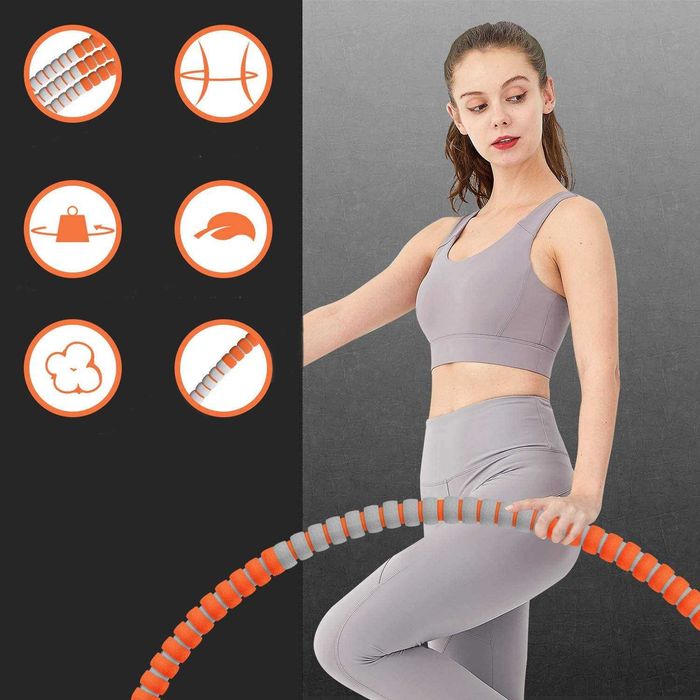 Hula hop z wypustkami składane 88 cm 1.2 kg szaro- pomarańczowe M453