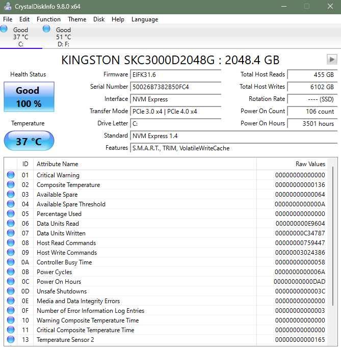Kingston Dysk SSD KC3000 2048GB PCIe 4.0 NVMe M.2