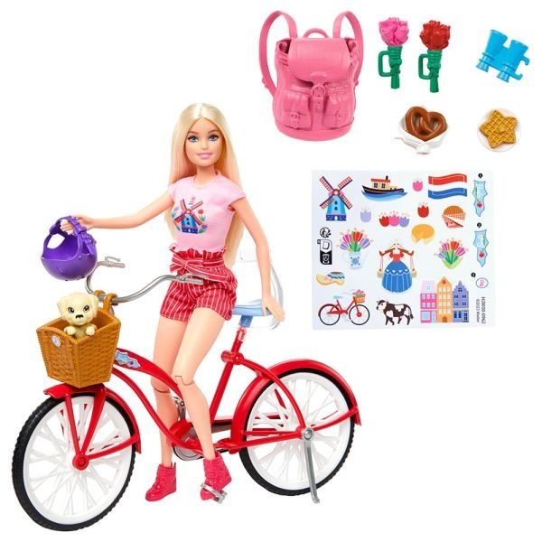Розпродаж до 15.05!  Ігровий набір Barbie Doll Pink Passport Holland Barbie with Bicycle