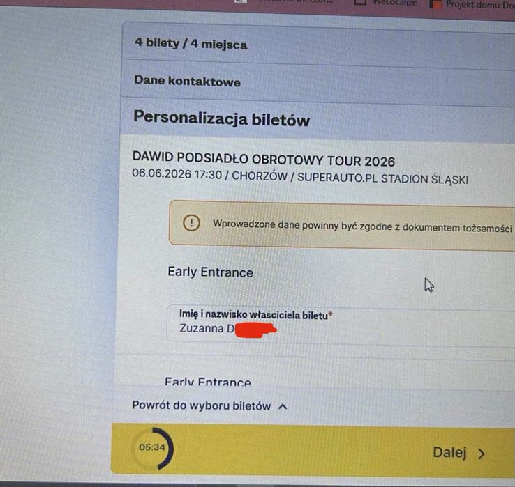 Bilet na płytę Dawid Podsiadło 6.06.2026 Chorzów | Cena już ze zmianą danych na bilecie!:)