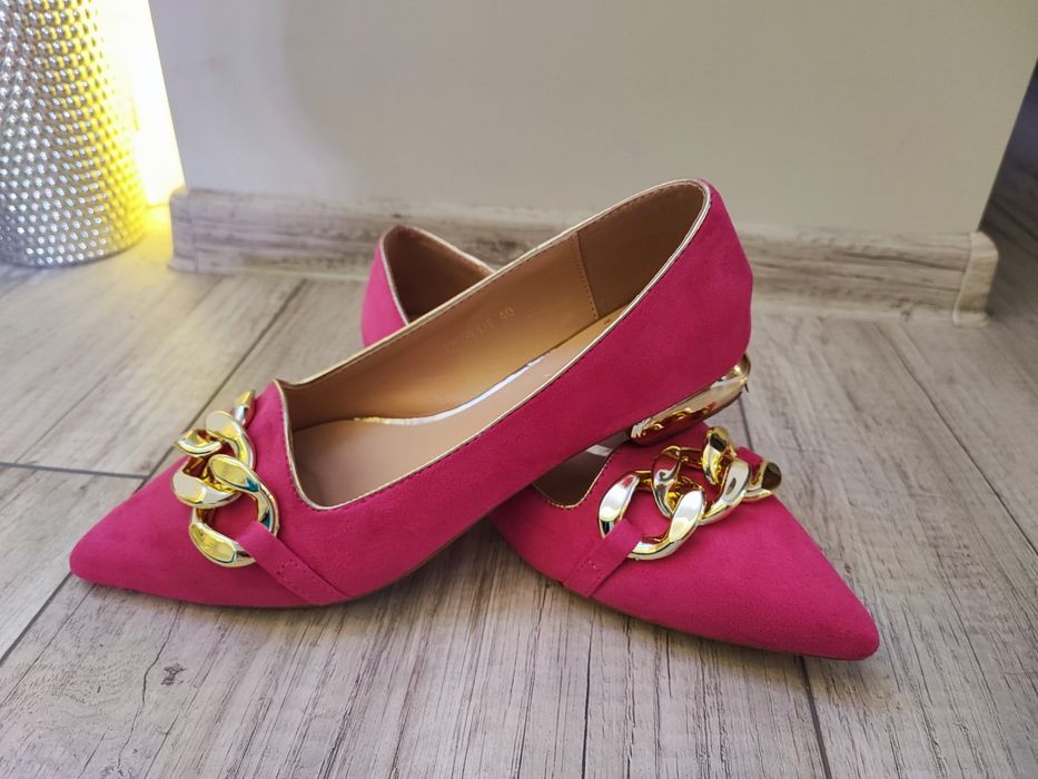 Baleriny damskie fuksja firmy casu