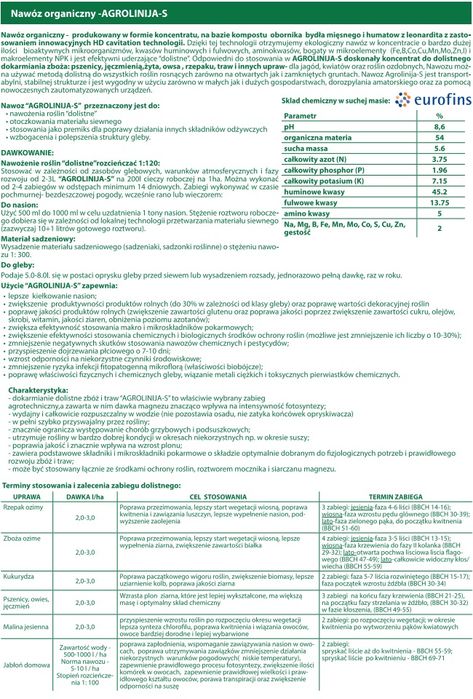 Agrolinija-S Odżywka dolistna  Certyfikat Ekologiczny 25L Kukurydza