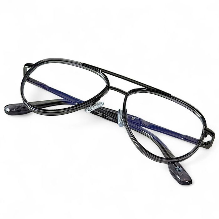 Okulary Do Komputera Blue Light Aviator Czarno‑Szare Unisex