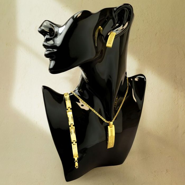 Grecki Komplet Biżuterii Pozłacany Łańcuszek Wisiorek 925 Bransoletka