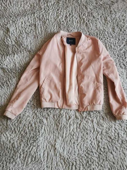 Only kurtka bomberka, różowa, złoty suwak, roz S