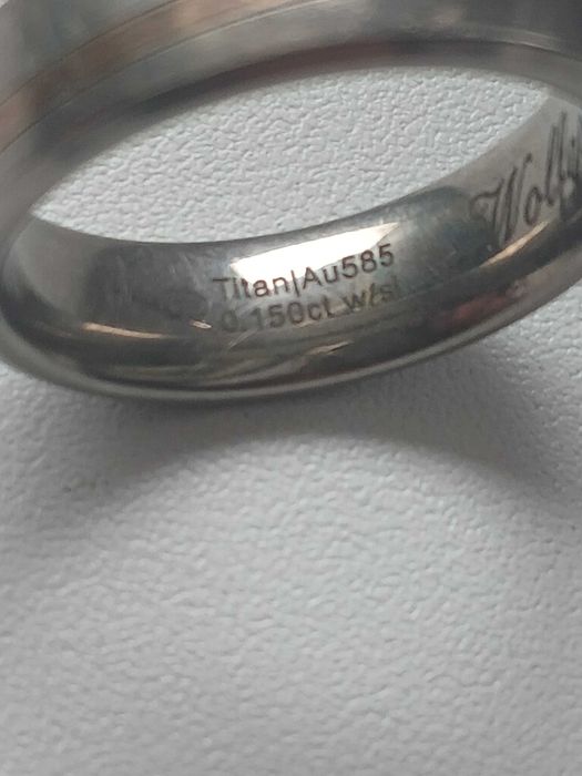 Obrączka diamenty tytan i złoto