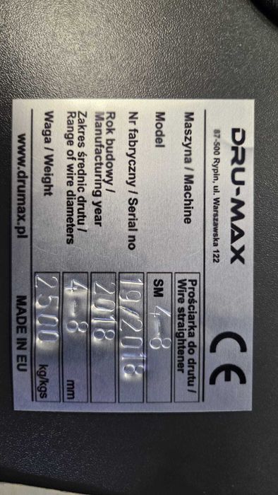 Prościarka do drutu DRU-MAX fi4-FI8