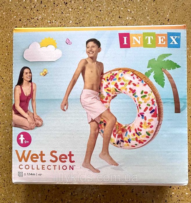 Надувний круг Донат Пончик Intex 56263, 114 см,Інтекс