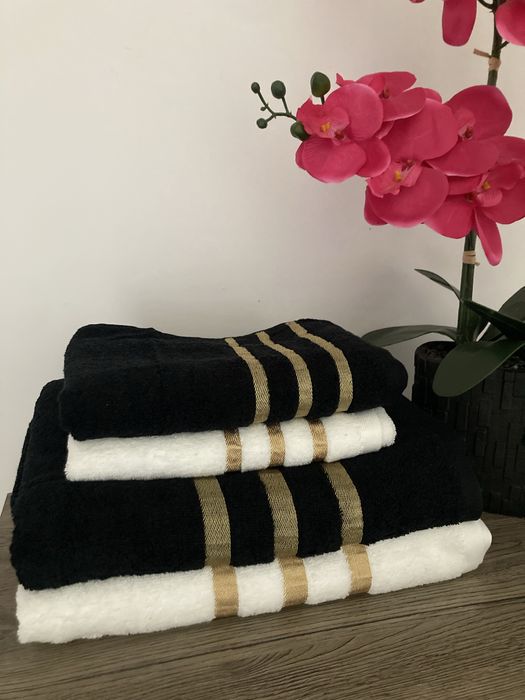 Piękne reczniki luksusowy zestaw ręczników złote dodatki glamour