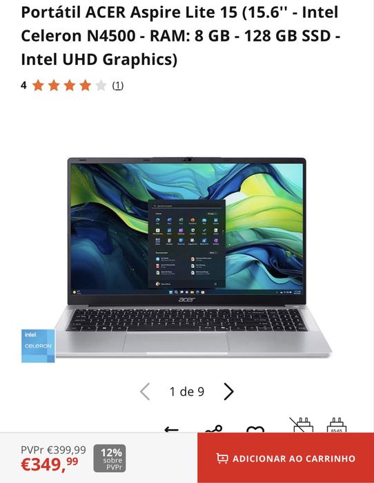 Portatil Como Novo. 128GB/ 8 RAM Sem Marcas de Uso