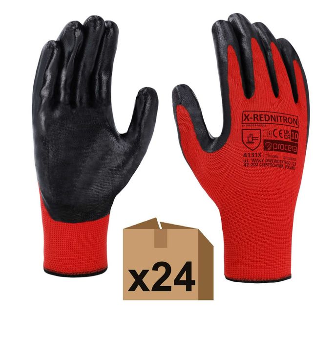 Rękawiczki Robocze Nitrylowe Odporne na Smary - 24 PARY - Roz. 10 (XL)