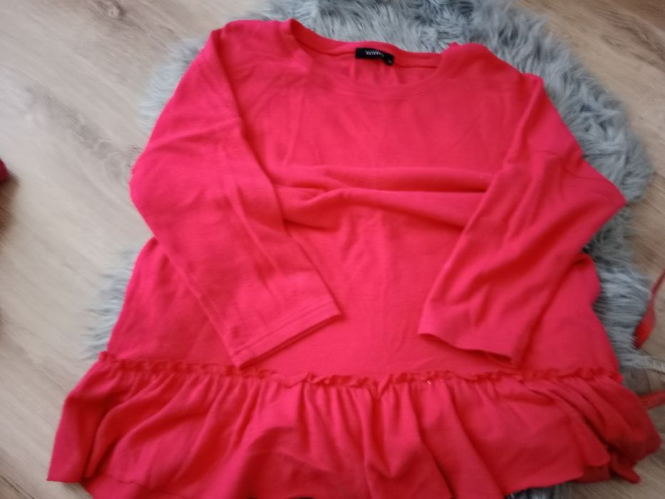 Bluzka tunika czerwona falbanki Reserved oversize