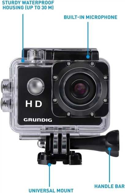 Екшн-камера Grundig HD / 5Мп / Вологозахищена / 720p / Black