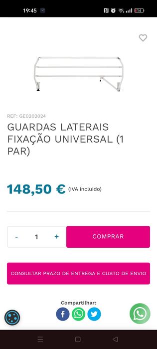 Guardas laterais para cama
