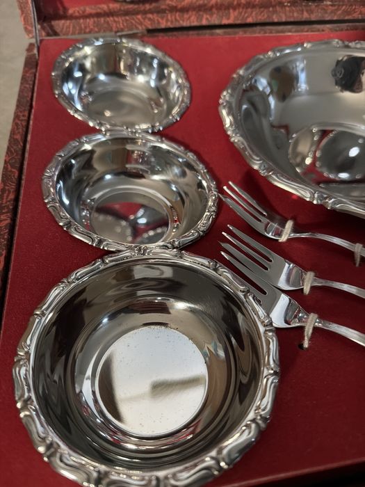 Conjunto antigo banhado a prata – completo com caixa