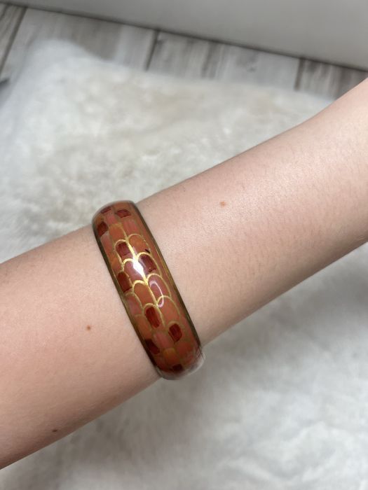 Bransoletka vintage retro artdeco lata 70s mosiądz mosiężna łuski 32