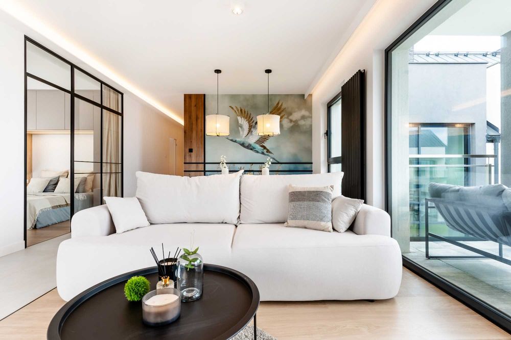 Marina Ostróda - widok na jezioro, nocleg Mazury, garaż, tarasy, 3pok