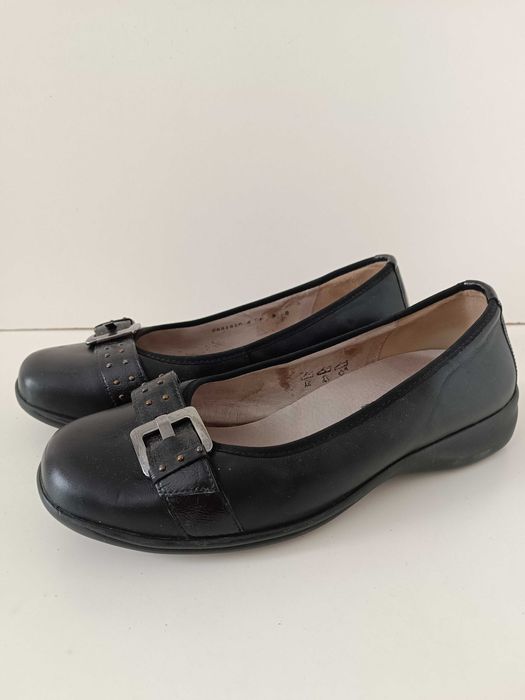 р 41-42 27,5 шкіряні чорні туфлі балетки на великий розмір Waldlaufer