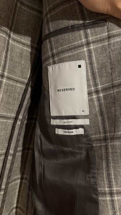 Marynarka w kratę lniana Linen Blend Reserved M slim fit