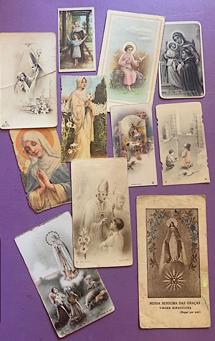 COLEÇÃO DE 50 PAGELAS RELIGIOSAS anos 47/48/49 com dedicatórias