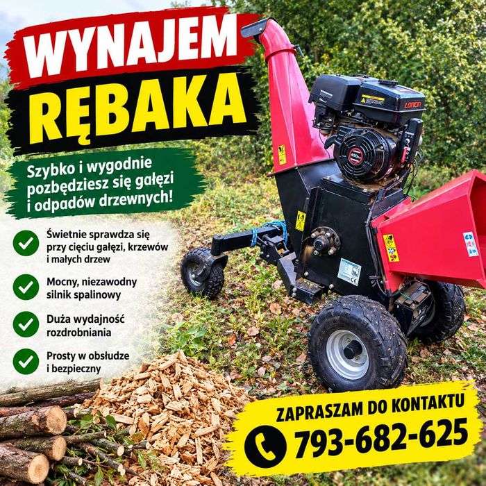 Wynajem rębaka oraz sprzętu ogrodniczego
